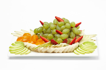Some fruit on white plate. Isolated on white background.