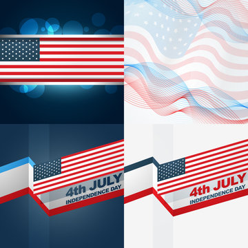 set of american flag design illustration