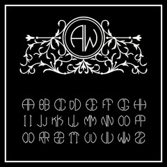 Monogram , Elegant line art logo design in Victorian Style 