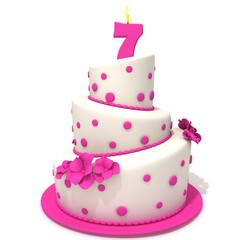 Birthday cake with number seven 