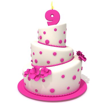 Birthday cake with number nine 