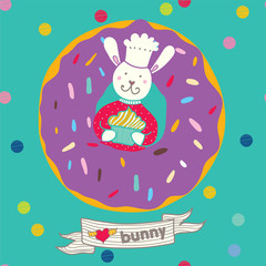 Bunny chef. Cute vector illustration.