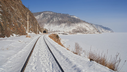 Circum-Baikal railway in January 