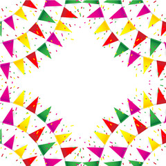 Celebrate banner. party flags with confetti