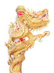 Fototapeta na wymiar Chinese style Dragon statue isolated on white background