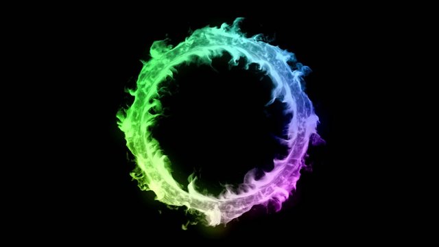 Green plasma ring burning and changing colors