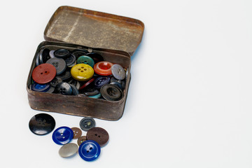 old metal box with old buttons