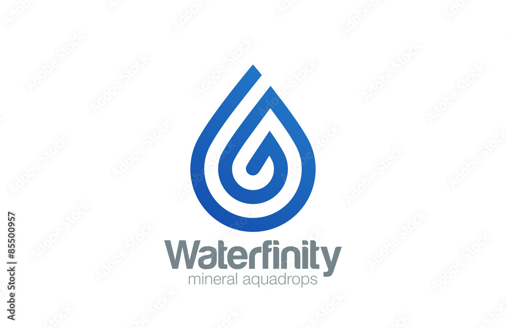Poster water drop logo aqua vector template line art style...waterdrop