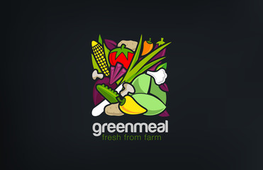 Mix Vegetables Logo design vector template square shape...Vegeta