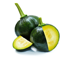 Green pumpkin isolated over white background