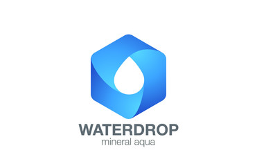 Clear Water drop Logo aqua hexagon infinity loop vector template