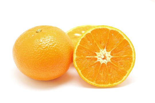 closeup of sweet orange on white background