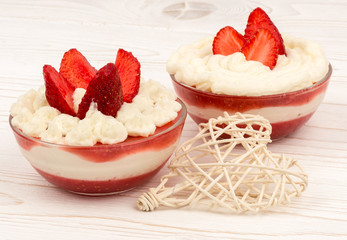 Strawberry dessert with cream.