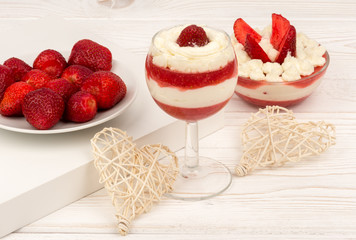 Strawberry dessert with cream.