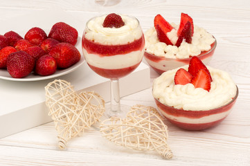 Strawberry dessert with cream.