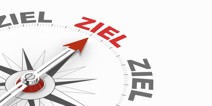 Kompass mit dem Wort Ziel