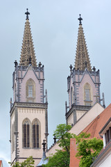 Fototapeta na wymiar gotischer Doppelturm Sankt Aegidien Oschatz