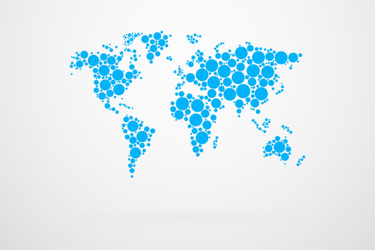 Blue Dots World Map Vector