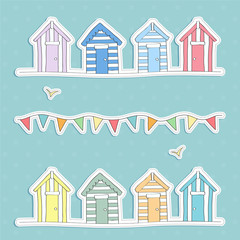 Beach Hut and Bunting Vector
