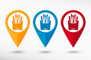 Fried potatoes icon map pointer, vector illustration. Flat desig