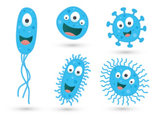 A set of cute blue germs / bacteria
