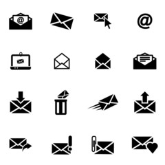 Vector black email icon set
