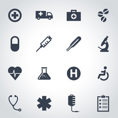 Vector black medical icon set