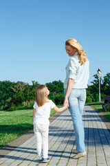 Mother and daughter during walk 