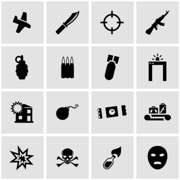 Vector Black Terrorism Icon Set