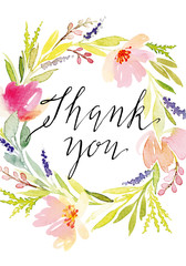 Watercolor greeting card flowers.