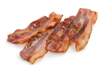 Grilled fresh bacon isolated on white background