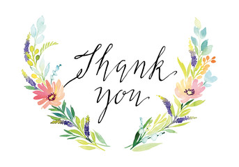 Watercolor greeting card flowers.