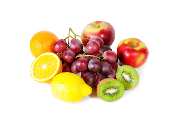 Fresh fruits isolated on white