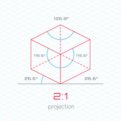 Frame Object in Axonometric Perspective - 2:1 Grid Template
