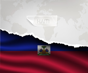 paper with hole and shadows HAITI flag
