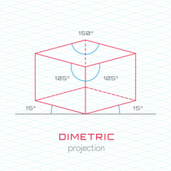 Frame Object in Axonometric Perspective - Dimetric Grid Template