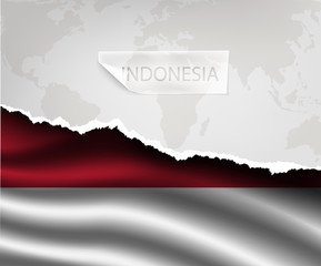 Obraz premium paper with hole and shadows INDONESIA flag