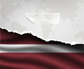 paper with hole and shadows LATVIA flag