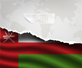 paper with hole and shadows OMAN flag
