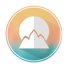 Vector flat stylish icon with long shadow effect of traveling tourism and vacation on blurred background.