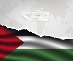 paper with hole and shadows PALESTINE flag