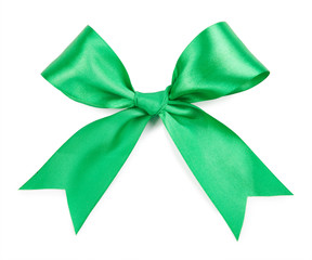 Green bow isolated on white background