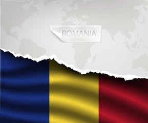 paper with hole and shadows ROMANIA flag