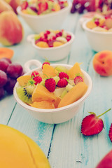 Fruit salad - diet, healthy breakfast, weight loss concept