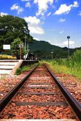 Obraz premium ローカル線（因美線）の線路