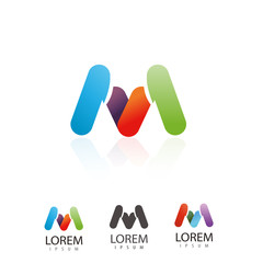 Creative letter M, logo design. Colorful set logotypes for your company. Vector illustration.