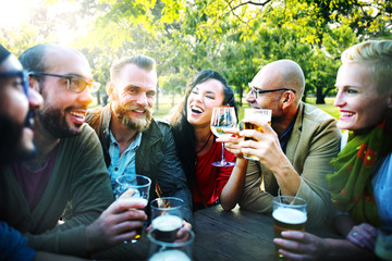 Fototapeta na wymiar Diverse People Friends Hanging Out Drinking Concept