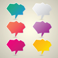 color vector paper speech bubble set.