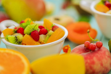 Fruit salad - diet, healthy breakfast, weight loss concept