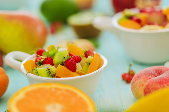 Fruit salad - diet, healthy breakfast, weight loss concept